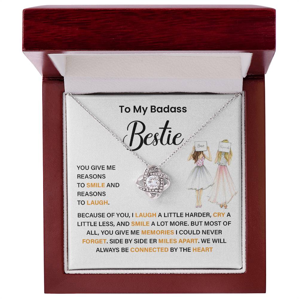 Badass Bestie Necklace Gift with Heartfelt Message Card
