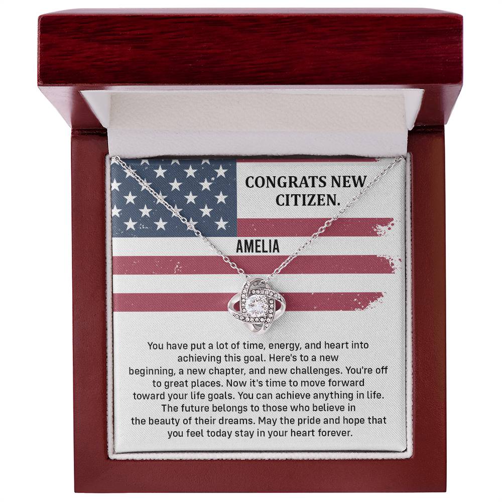 Congrats Necklace For New U.s. Citizen Amelia Necklace For New U.s. Citizen Necklace With Citizenship Message Gift For Citizenship Milestone Necklace For Official U.S Citizen Gift For American Citizenship Success Necklace For US Naturalization Celebration