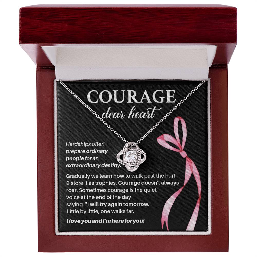 Courage, Dear Heart Overcoming Hardships Necklace Courage Necklace Extraordinary Destiny Jewelry Meaningful Gift For Cancer Patients Supportive Gift For Fighters Never Give Up Necklace Breast Cancer Necklace For Soulmate