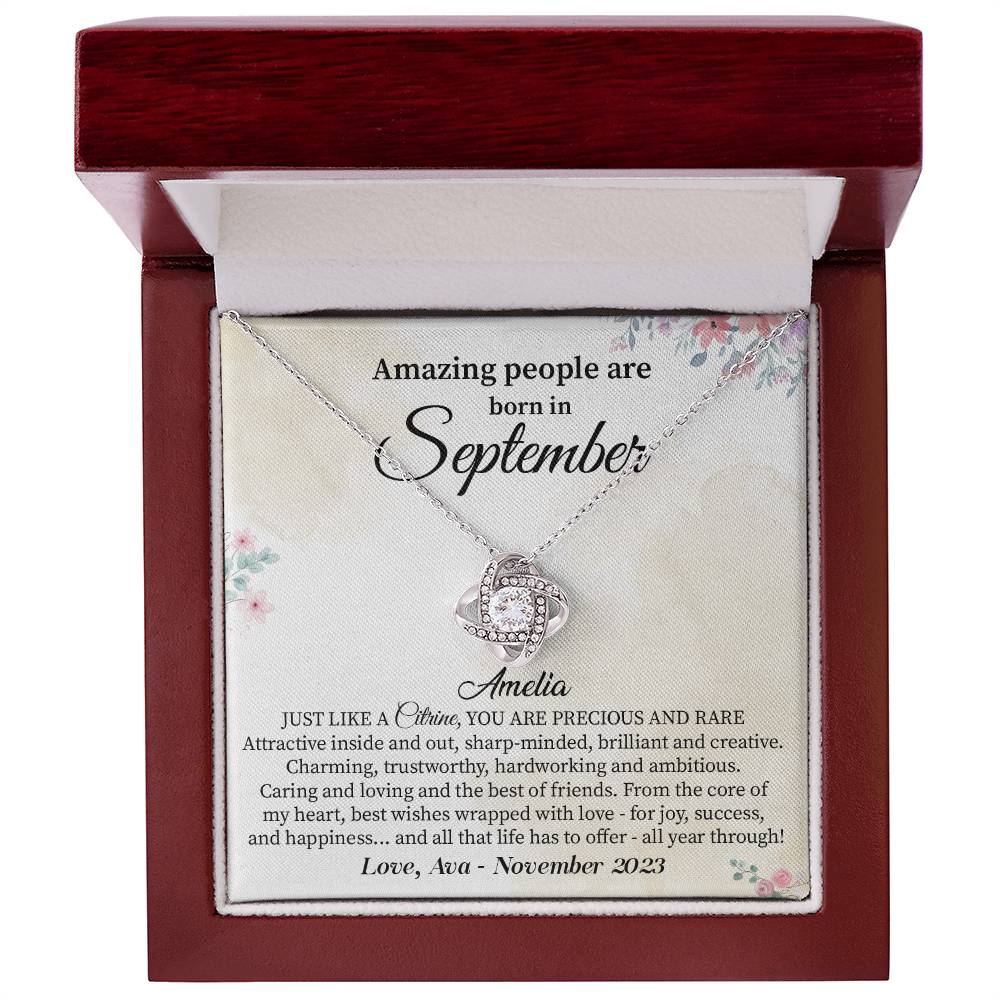September Birthday Necklace Gift for Her – Citrine-Inspired Jewelry
