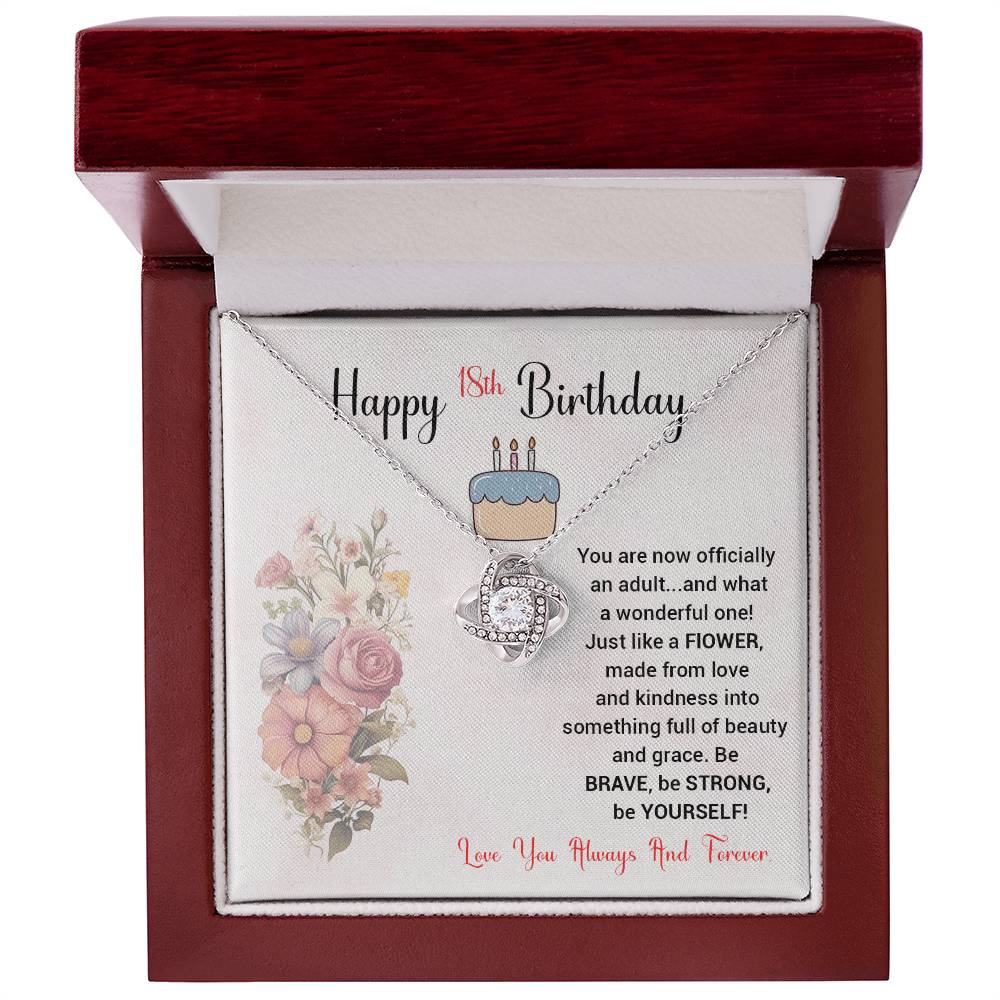 18th Birthday Necklace Gift for Daughter – Flower Message Box