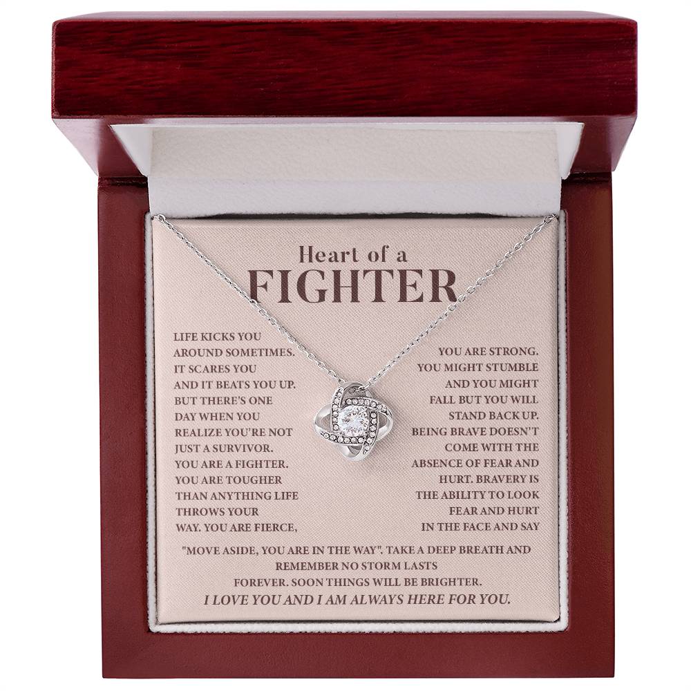 Heart of a Fighter Necklace for Women – Strength and Courage Jewelry Gift