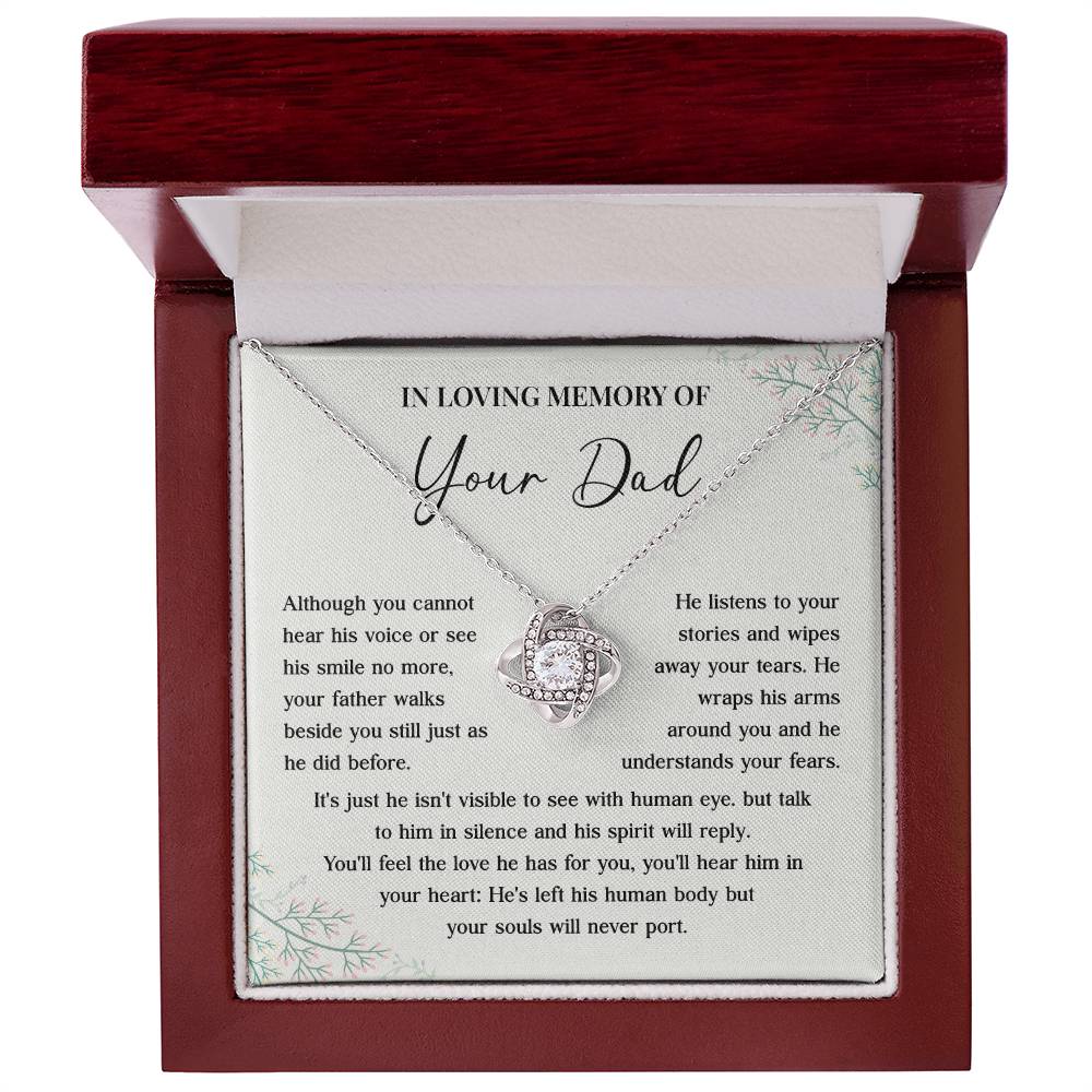 Memorial Necklace for Dad Loss with Message Card