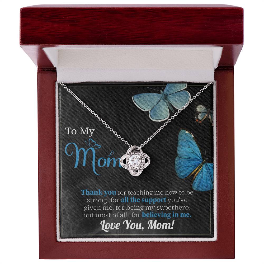 To My Mom Necklace Gift, Special Mother's Gifts, Mom Birthday Gift, Mother's Gift For Mom From Daughter And Son, 925 Silver Necklace Love Knot Necklace With Meaningful Message Card And Box.