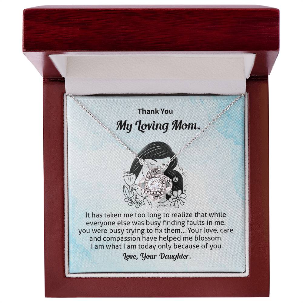 Thank You Mom Necklace Gift from Daughter Card