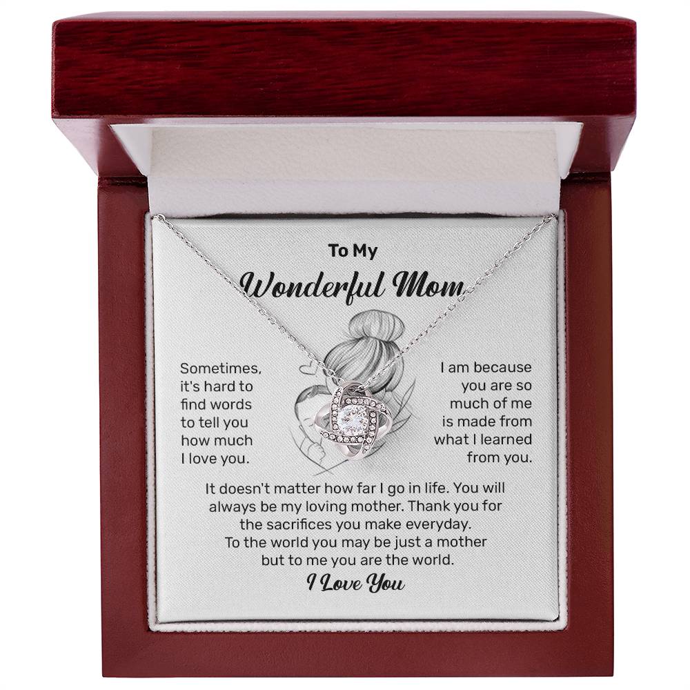 To My Wonderful Mom Heartfelt Necklace For Her Loving Jewelry For Mother's Day Thank You Gift Sentimental Necklace For Care Loving Pendant For A Cherished Bond Sentimental Pendant Appreciation Necklace For Her Thoughtful Necklace For Love And Support