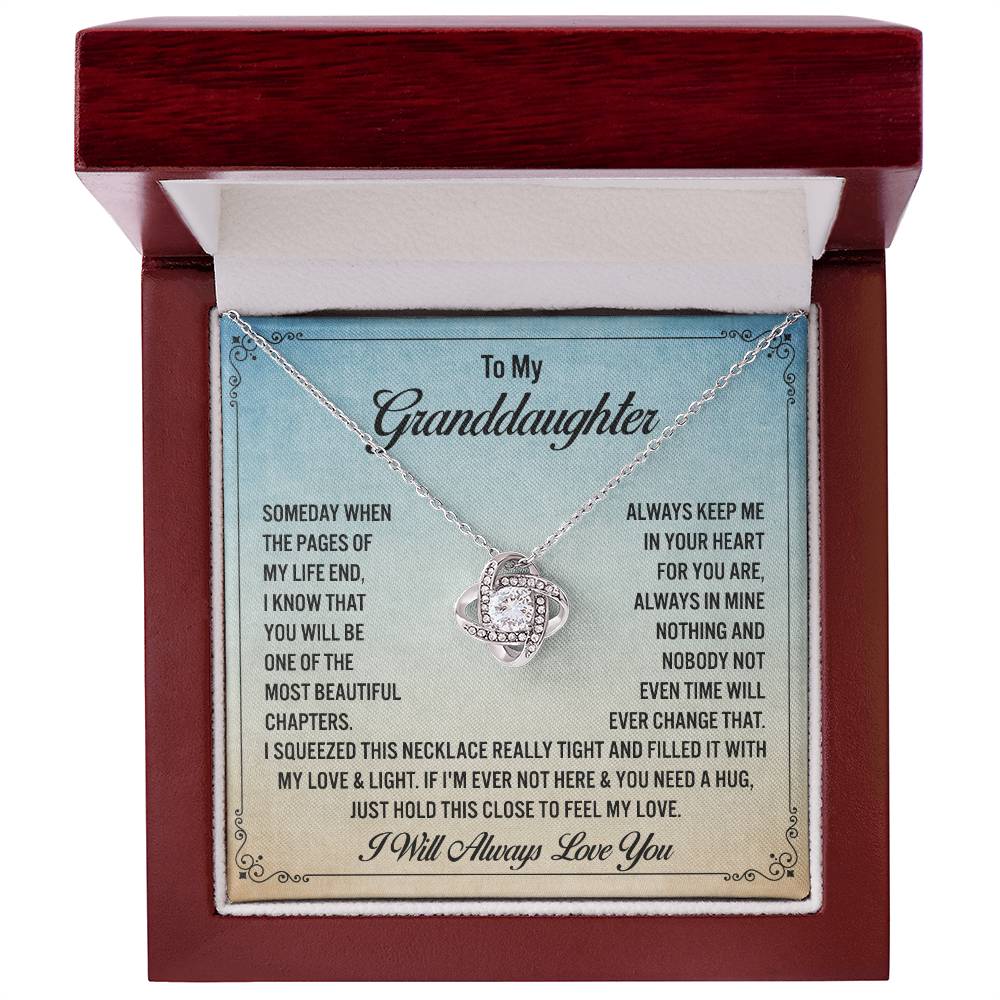 To My Granddaughter Jewelry, Love Knot Necklace For Granddaughter From Grandpa & Grandma, I Will Always Love You.