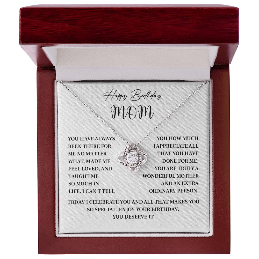 Happy Birthday Necklace Gift for Mom with Sentimental Message Card