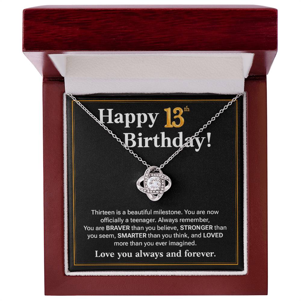 13th Birthday Necklace Gift for Teen Girl – Braver Stronger Loved