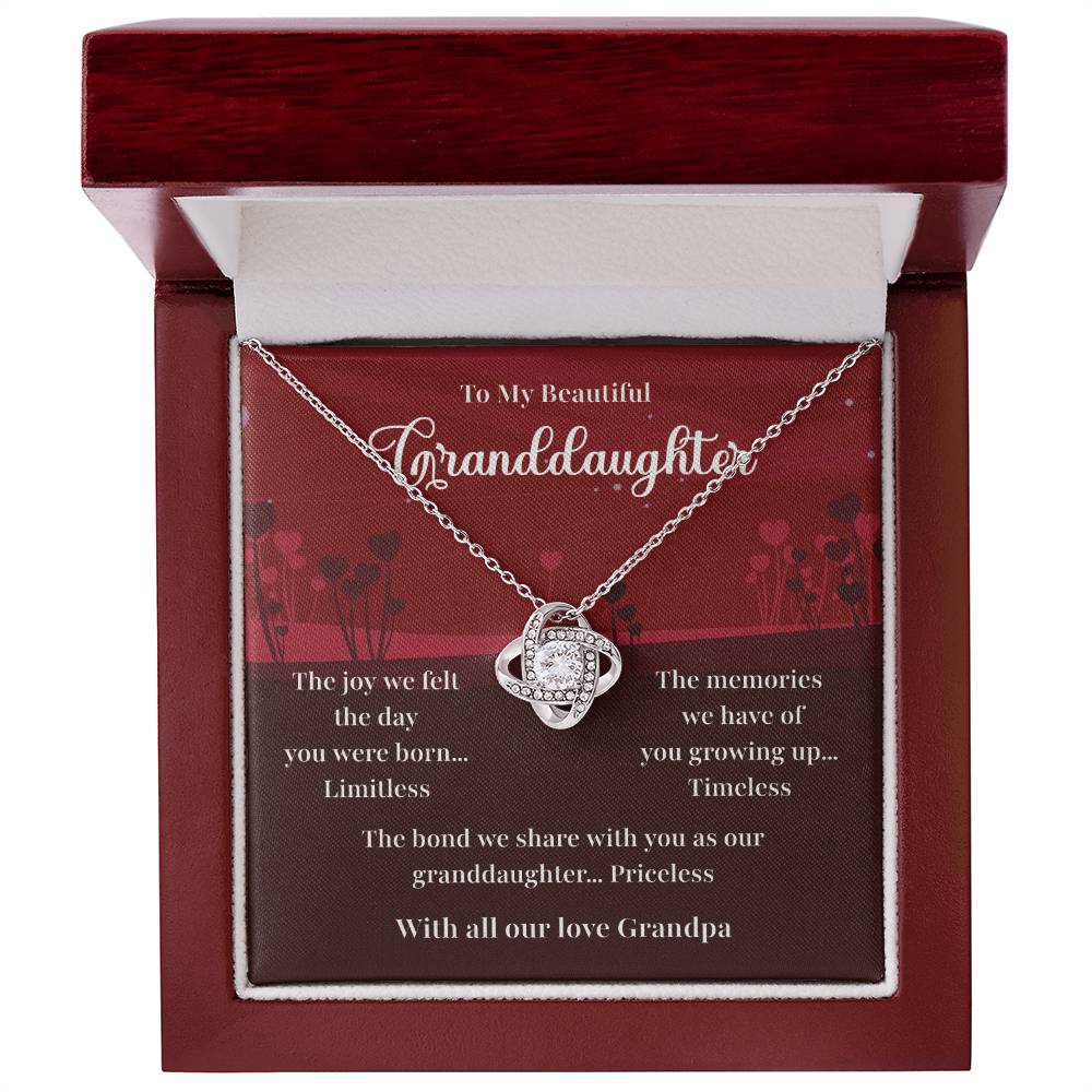 Granddaughter Necklace Gift from Grandpa with Message Card