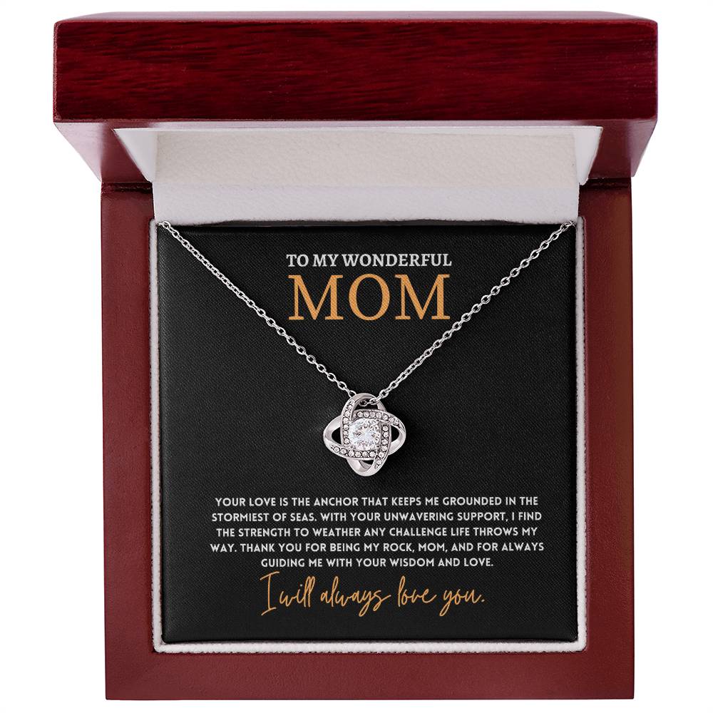 To My Wonderful Mom, Anchor Of Love Necklace Gift Engraved Love And Strength Pendant Best Mother's Day Rock And Anchor Necklace Best Unwavering Support Tribute Necklace Unique Mother's Day Love And Guidance Necklace