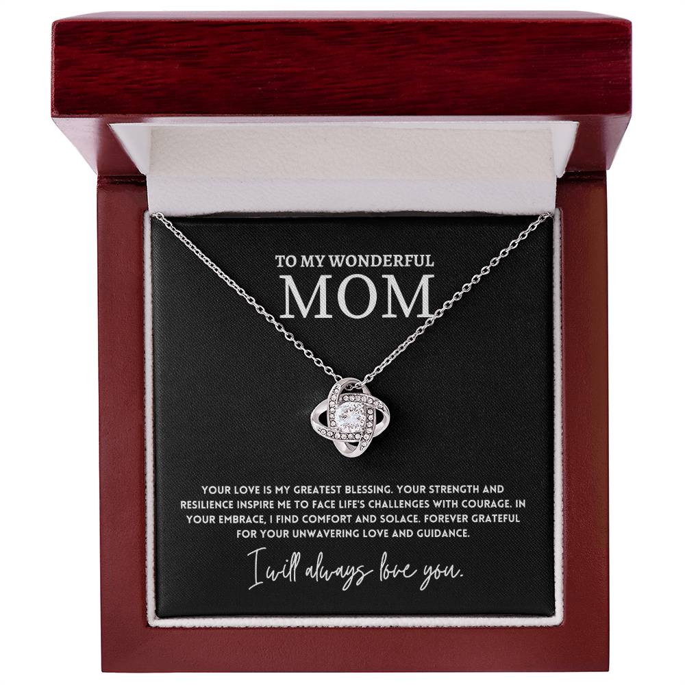 To My Wonderful Mom, Greatest Blessing Necklace Gift Love And Guidance Engraved Jewelry Best Mother's Day Unwavering Love Jewelry Gift Strength And Love Mother’s Day Jewelry Gift Unique Necklace Necklace Gift From Daughter