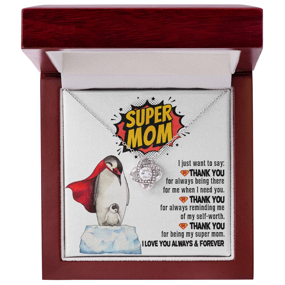 Thank You Super Mom Necklace with Heroic Message Card