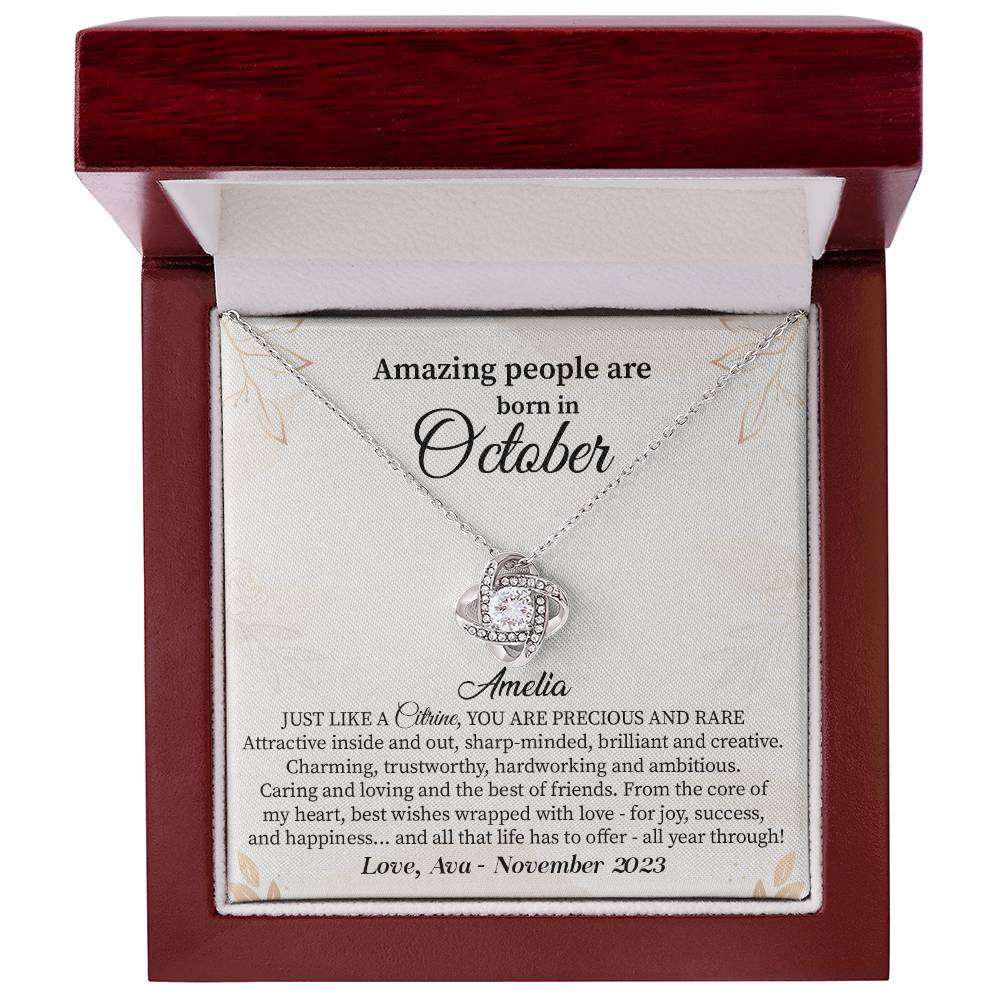 October Birthday Gift for Her – Necklace with Gift Card