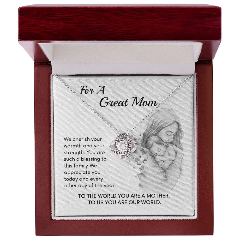 Great Mom Necklace Gift – You Are Our World Card