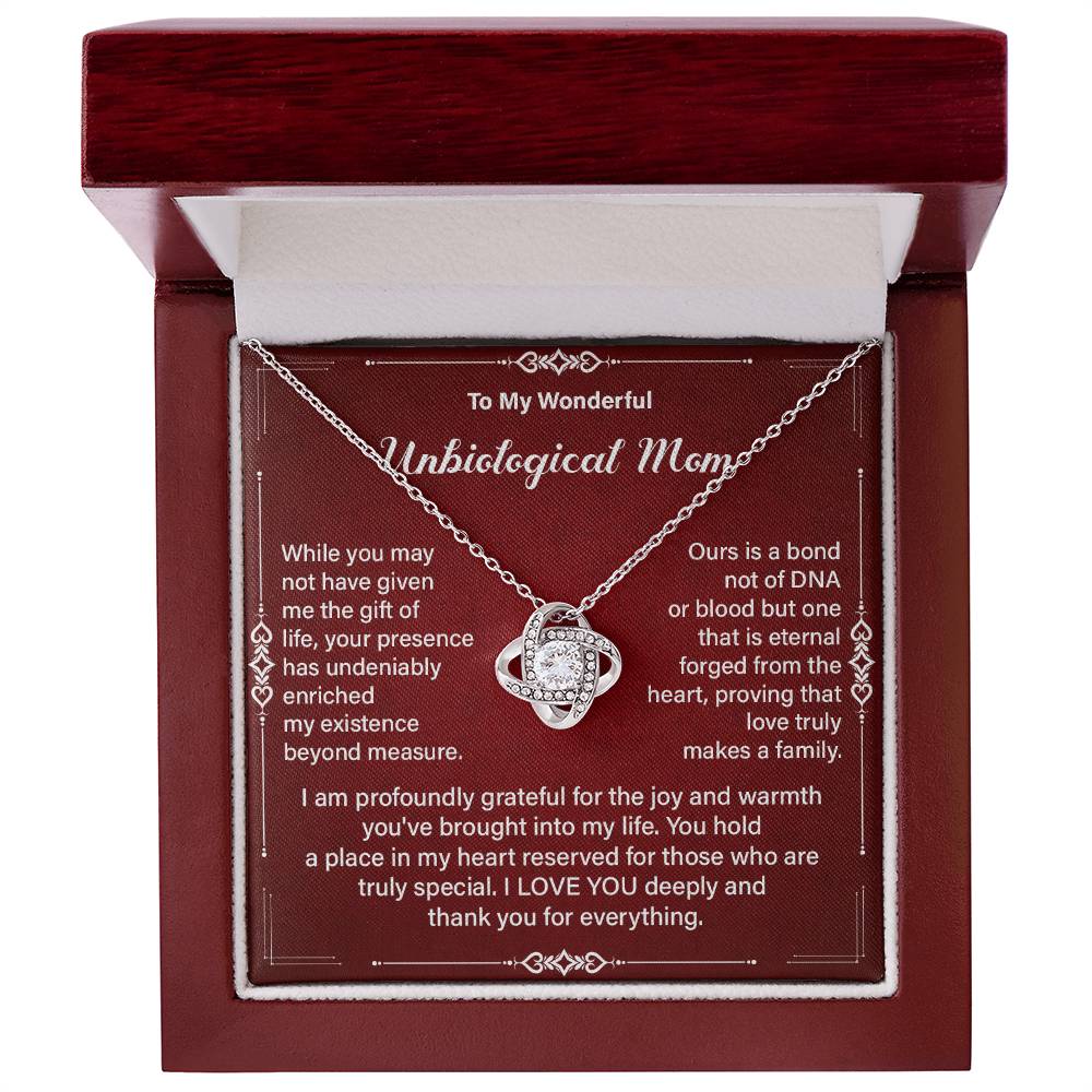 To My Wonderful Unbiological Mom, Best Necklace For Eternal Love And Gratitude Engraved Special Bond Necklace Gift Best Family By Heart Necklace Gift Best Second Mom Love Necklace Family Beyond DNA Necklace