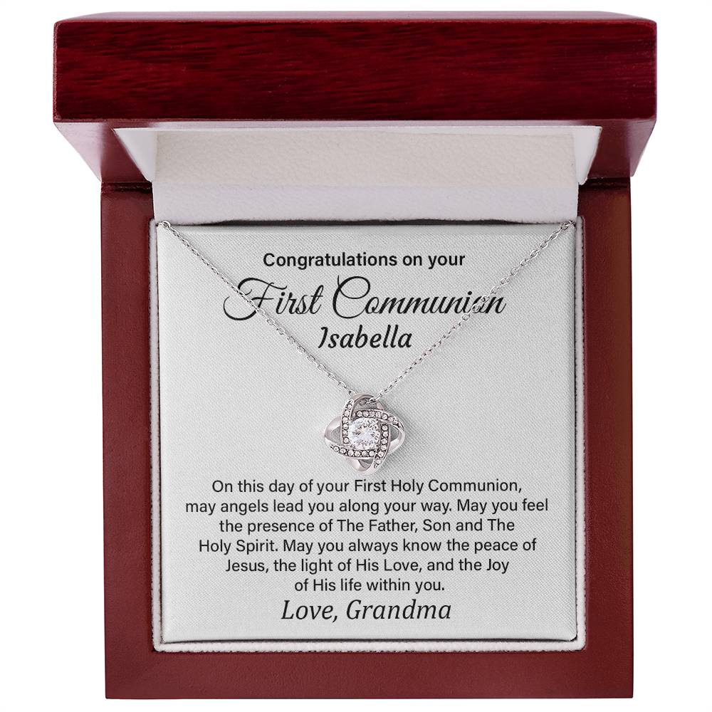 Congratulations On Your First Communion Isabella Elegant Jewelry Thoughtful Necklace For Peace And Joy Loving Pendant With A Holy Message Custom Loving Pendant For A Holy Day Thoughtful Gift For A Special Ceremony