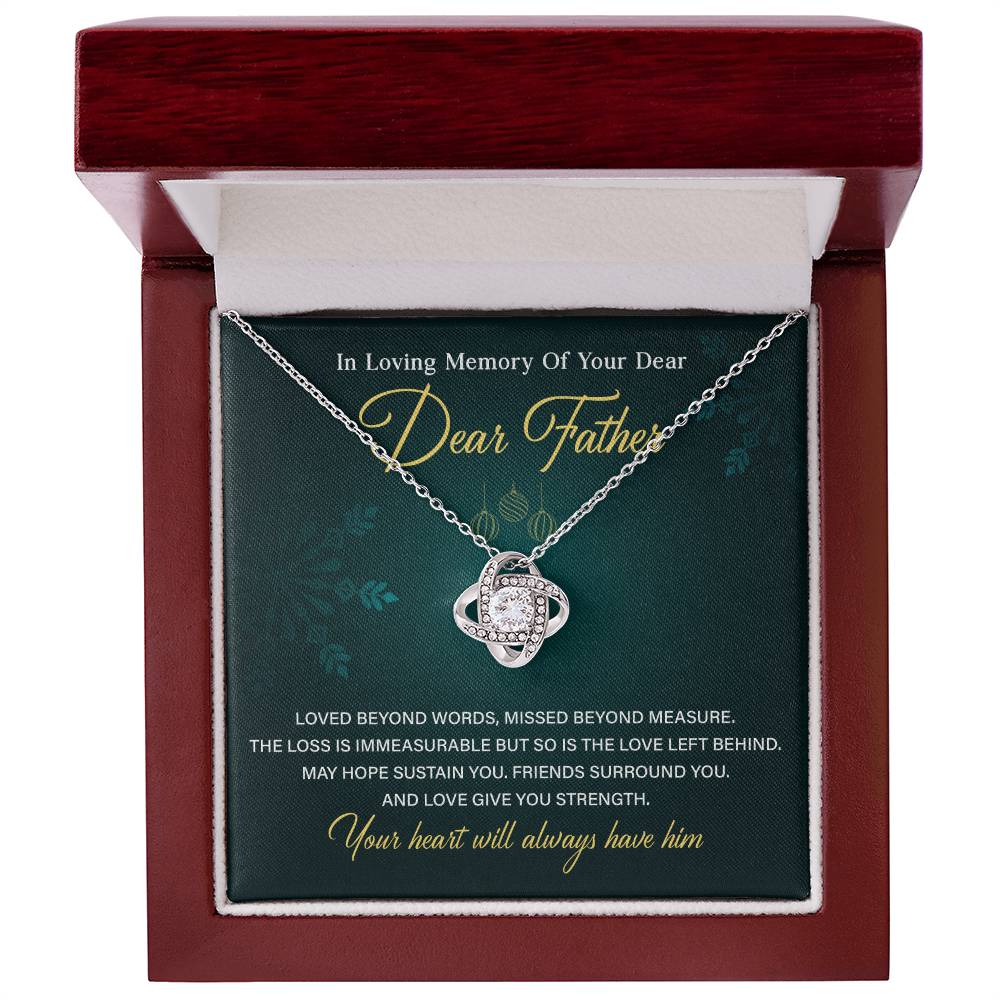 Memorial Necklace for Loss of Father with Card