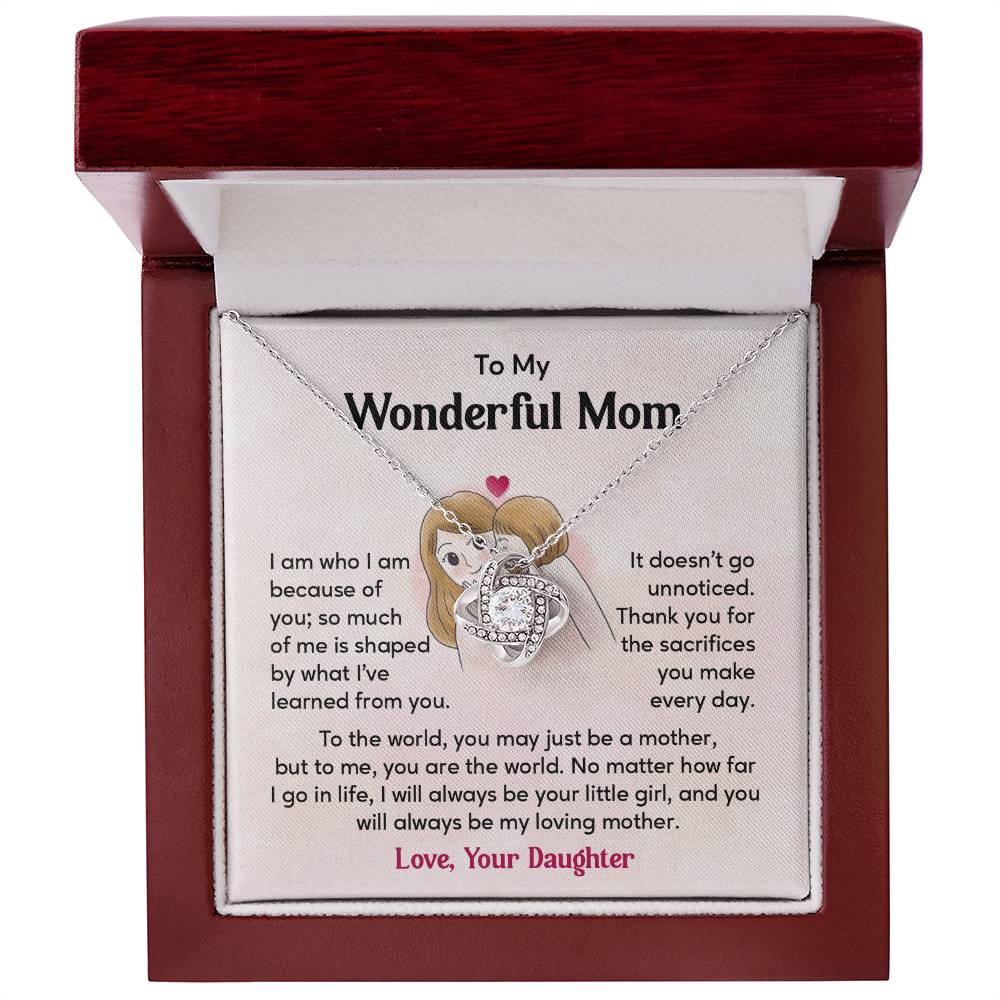 To My Wonderful Mom, Wonderful Mom Pendant Heartfelt Necklace For Her Thank You Gift For Sacrifice Sentimental Necklace For Love Loving Pendant Sentimental Pendant Appreciation Necklace For Her Special Pendant For A Mother Love Loving Pendant For Support