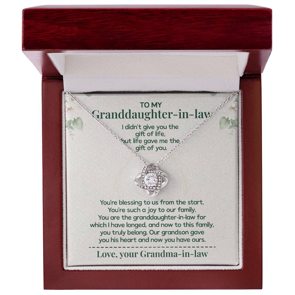 To My Granddaughter-in-law - Necklace Gift Family Is Made From Love, Not Genes Thank You For Making My Grandson Feel Complete Heartfelt Jewelry To Celebrate Our Family Bond Heartfelt Jewelry For Granddaughter-in-law Love And Family Necklace Gift