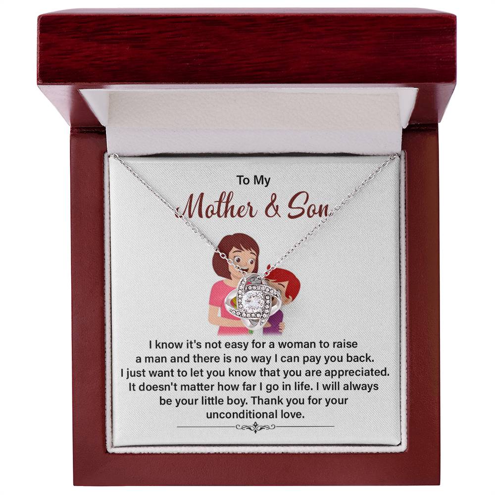 Mother and Son Necklace Gift with Message Card Inside