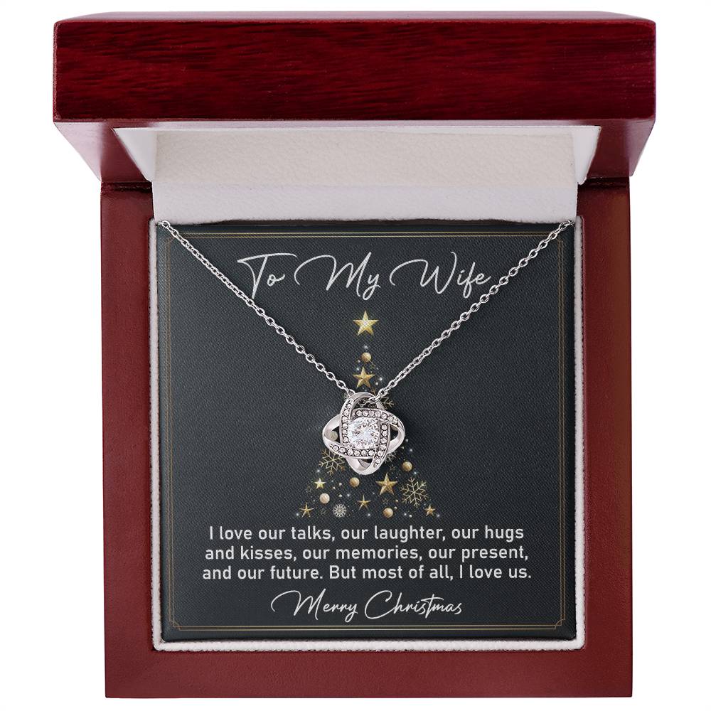 Christmas Necklace Gift for Wife Love Knot Pendant with Romantic Message Card