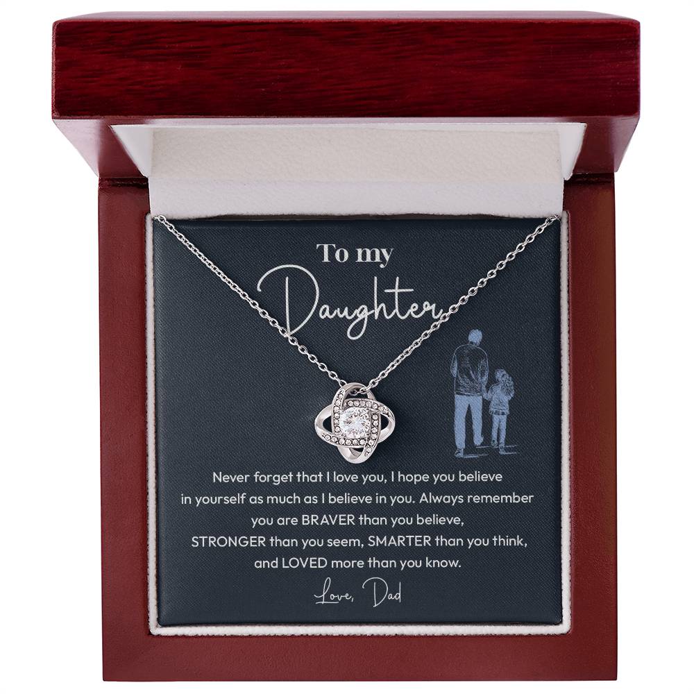 Daughter Necklace from Dad – Braver Smarter Loved Jewelry Gift
