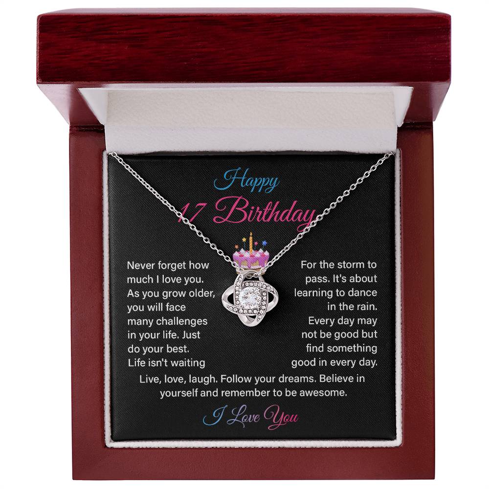 17th Birthday Necklace Gift for Her – Inspirational Message Card