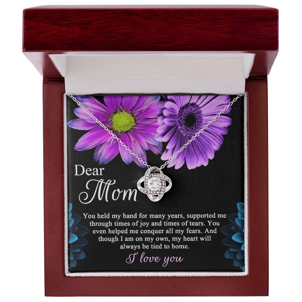 Dear Mom Love Knot Necklace Gift For Her Birthday  Anniversary, Mother's Day, Mama Necklace From Daughter, Mom Birthday Gift From Son, Necklace Jewelry With Massage Card And Elegant Box.