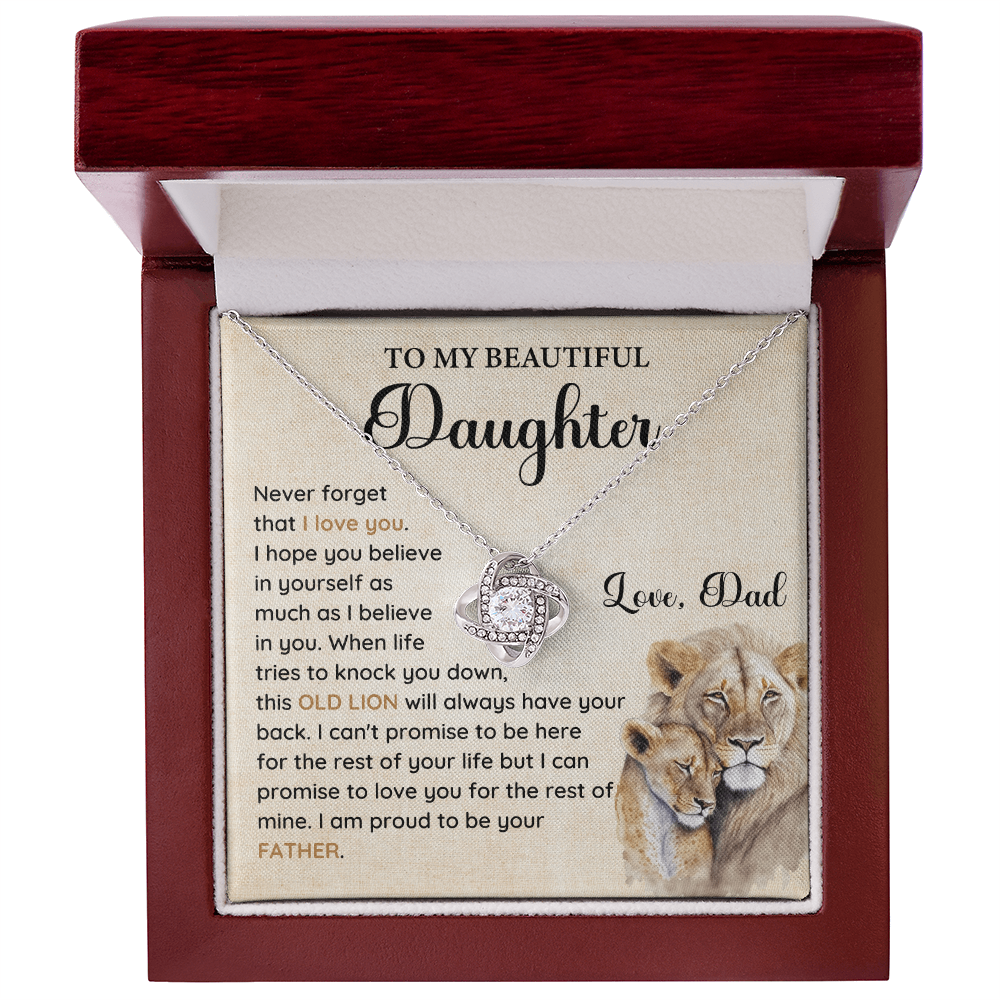 Lion Dad to Daughter Necklace Gift with Message Card