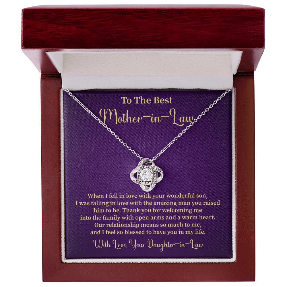 Mother-in-Law Necklace Gift from Daughter-in-Law - Pendant with Blessing Message Card