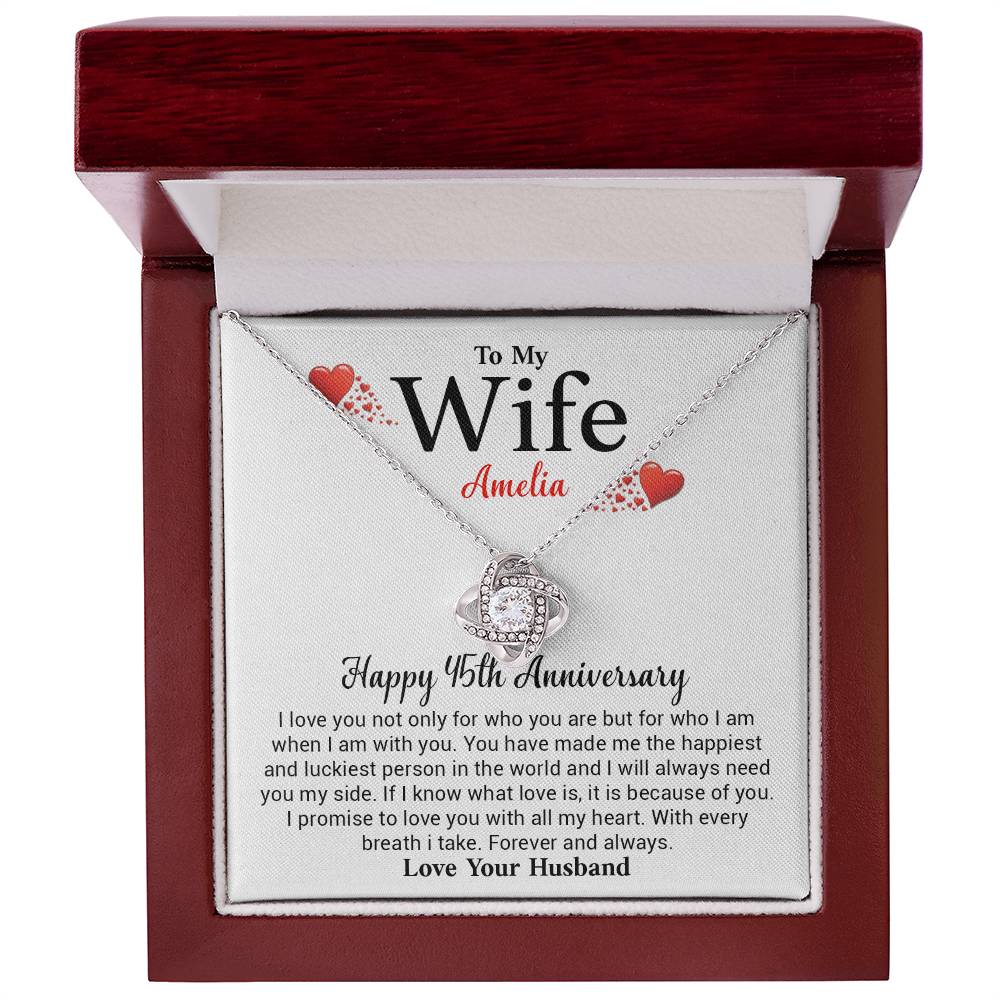 To My Wife Amelia Necklace – Romantic 15th Anniversary Jewelry Gift, Celebrating Love, Happiness, And A Lifetime Together