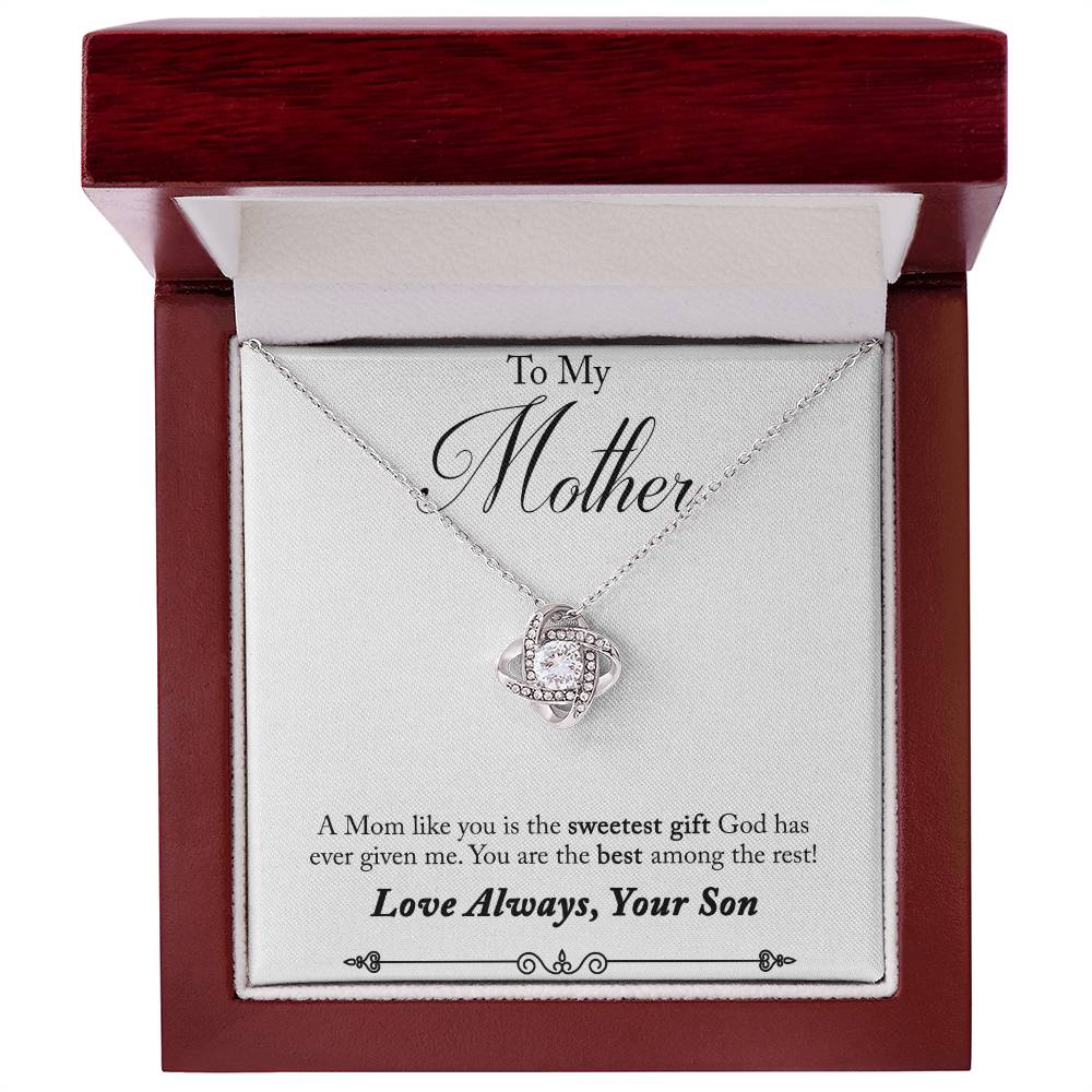 Mother Necklace Gift from Son with Heartfelt Message Card – Sweetest Gift for Mom