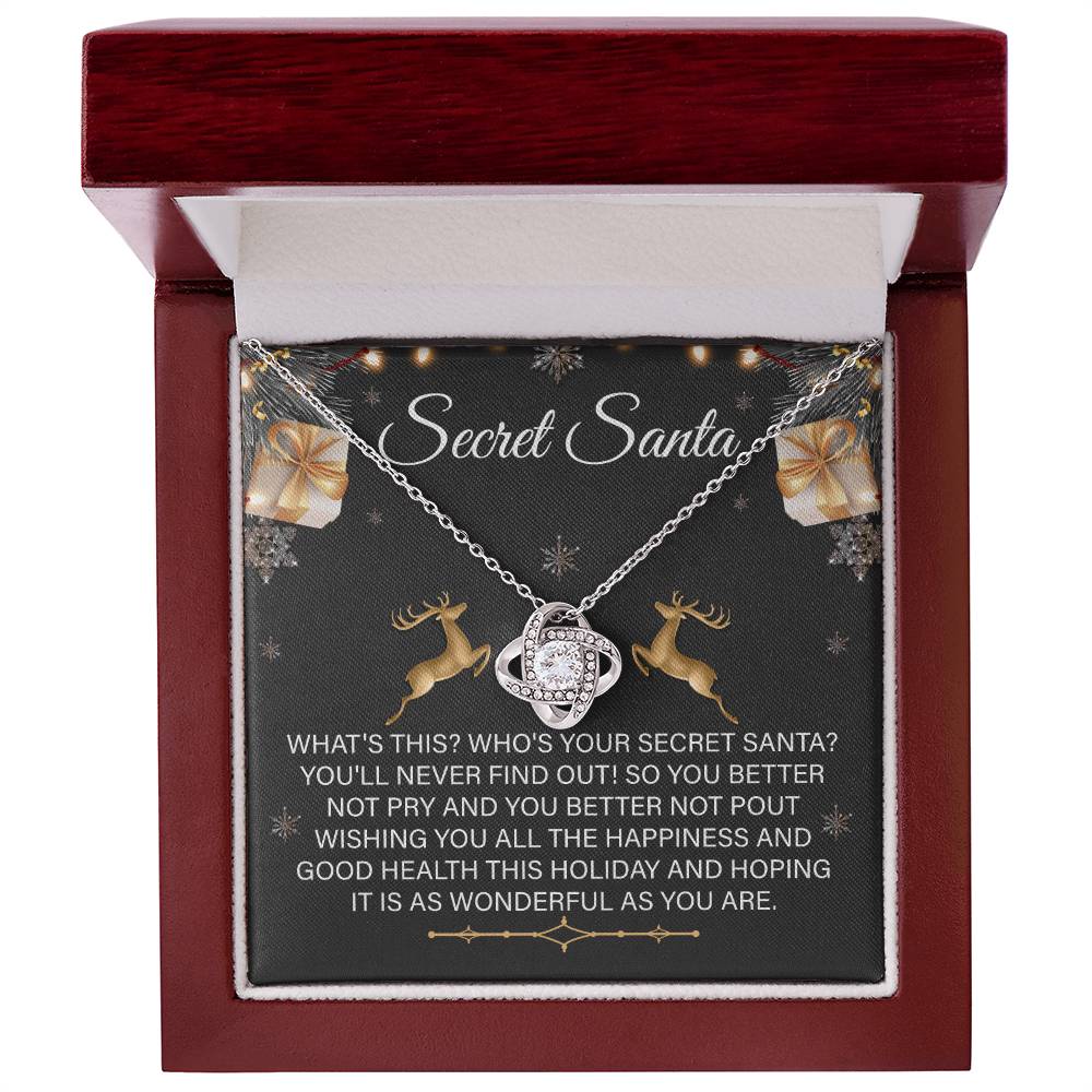 Whispers of Kindness: Secret Santa Love Knot Necklace