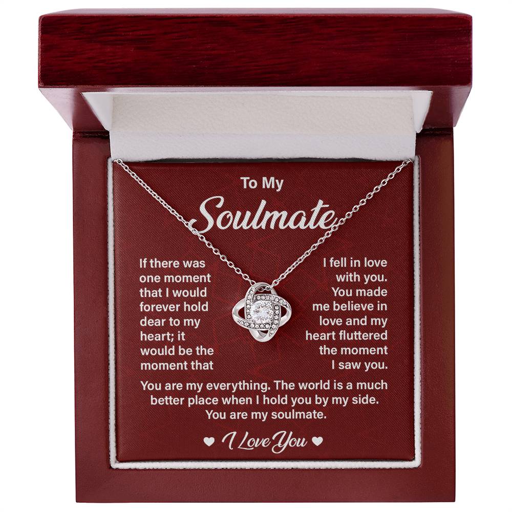 Soulmate Necklace Gift for Her with Love Quote
