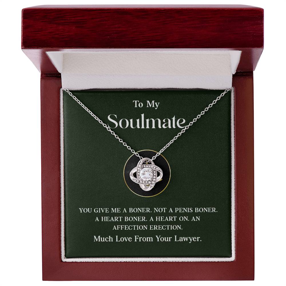 Funny Soulmate Necklace Gift from Lawyer Love Knot Box