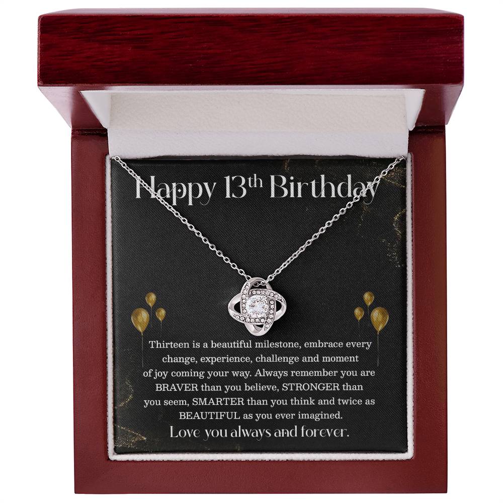 13th Birthday Necklace for Teen Girl – Elegant Gold Balloon Card Gift