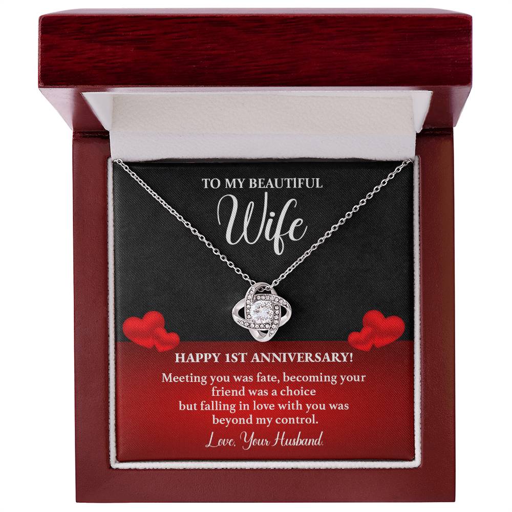 1st Anniversary Necklace for Wife Romantic Gift with Message Card