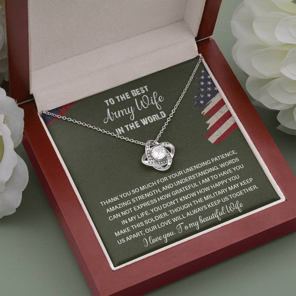 To The Best Army Wife In The World  Best Army Wife Jewelry Unwavering Support Necklace Thank You Jewelry For Wives Unique Gift For Military Spouses My Beautiful Wife Jewelry Romantic Gift For Army Wives Meaningful Gift For Military Wives