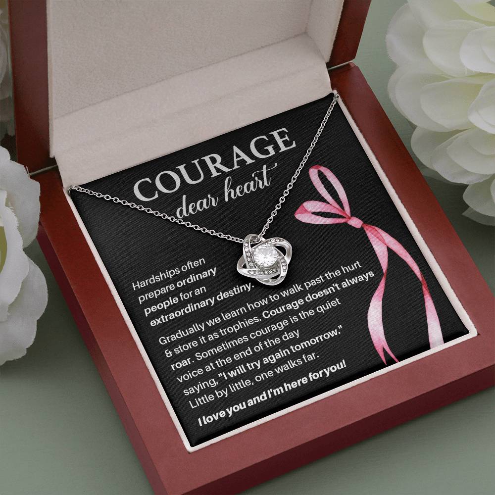 Courage, Dear Heart Overcoming Hardships Necklace Courage Necklace Extraordinary Destiny Jewelry Meaningful Gift For Cancer Patients Supportive Gift For Fighters Never Give Up Necklace Breast Cancer Necklace For Soulmate