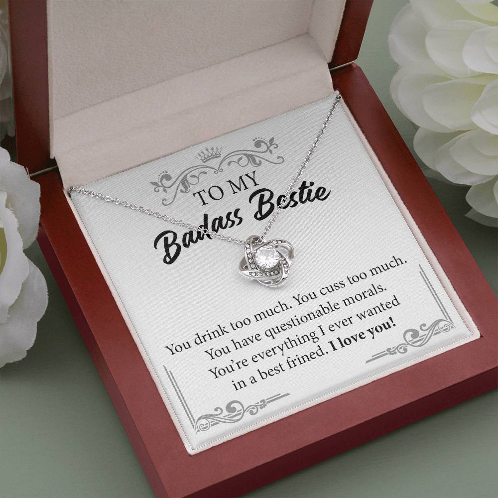 Badass Bestie Necklace Gift with Funny Message Card