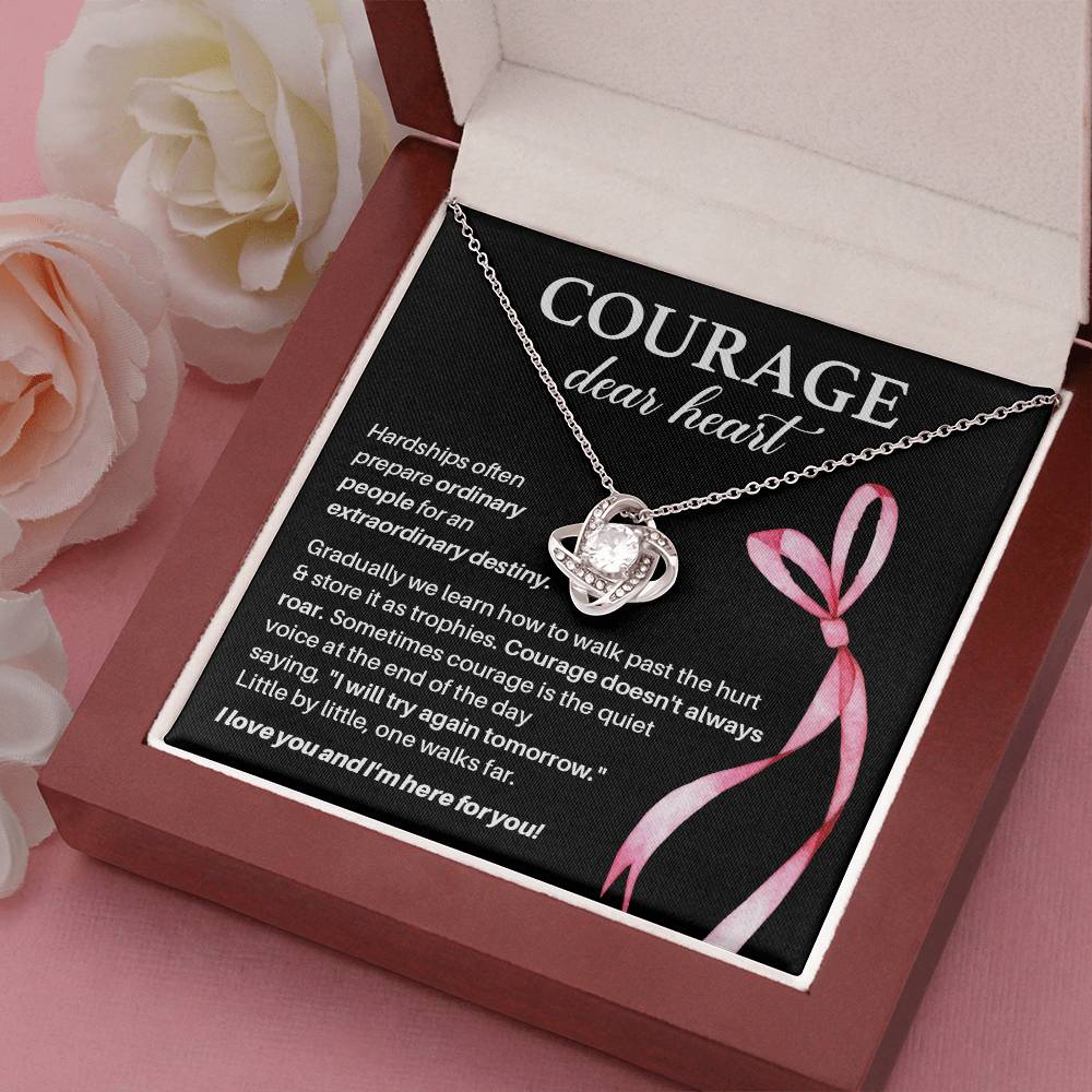 Courage, Dear Heart Overcoming Hardships Necklace Courage Necklace Extraordinary Destiny Jewelry Meaningful Gift For Cancer Patients Supportive Gift For Fighters Never Give Up Necklace Breast Cancer Necklace For Soulmate