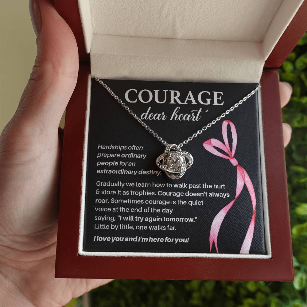 Courage, Dear Heart Overcoming Hardships Necklace Courage Necklace Extraordinary Destiny Jewelry Meaningful Gift For Cancer Patients Supportive Gift For Fighters Never Give Up Necklace Breast Cancer Necklace For Soulmate