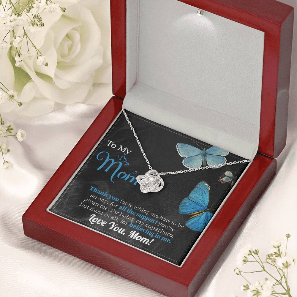 To My Mom Necklace Gift, Special Mother's Gifts, Mom Birthday Gift, Mother's Gift For Mom From Daughter And Son, 925 Silver Necklace Love Knot Necklace With Meaningful Message Card And Box.