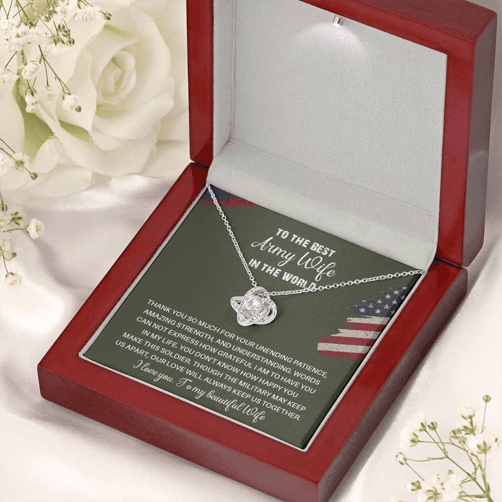 To The Best Army Wife In The World  Best Army Wife Jewelry Unwavering Support Necklace Thank You Jewelry For Wives Unique Gift For Military Spouses My Beautiful Wife Jewelry Romantic Gift For Army Wives Meaningful Gift For Military Wives