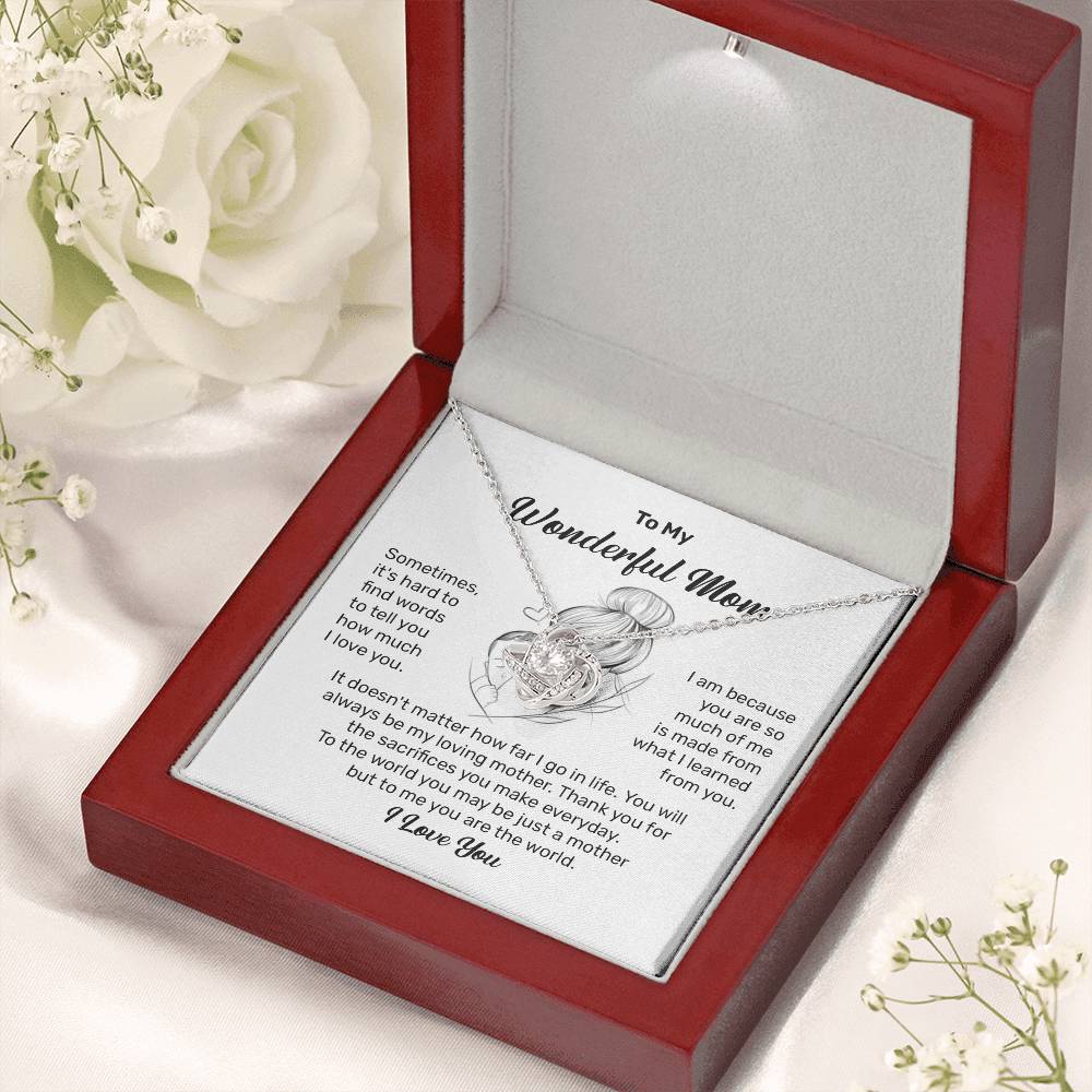 To My Wonderful Mom Heartfelt Necklace For Her Loving Jewelry For Mother's Day Thank You Gift Sentimental Necklace For Care Loving Pendant For A Cherished Bond Sentimental Pendant Appreciation Necklace For Her Thoughtful Necklace For Love And Support