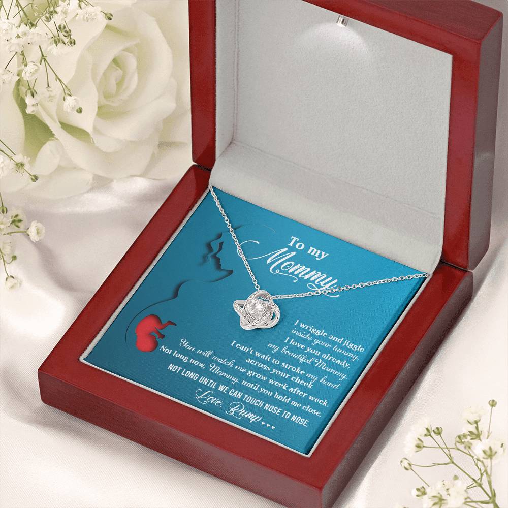 To My Mommy Necklace For Mothe's Day Jewelry For Mom, Gift For Mommy From Baby Bump, Pregnancy Gift For Mommy Love Knot Necklace With Meaningful Message Card And Box.