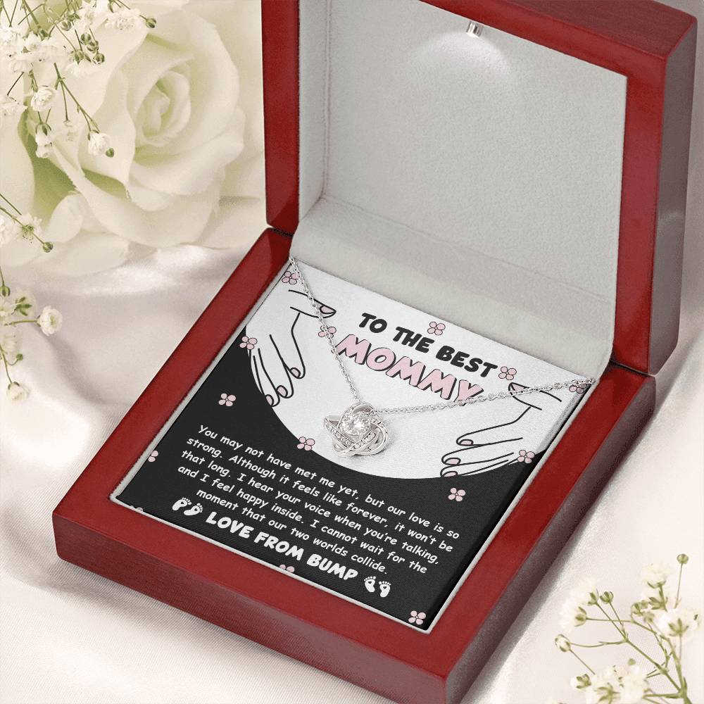 To My Best Mommy  Necklace For Mothe's Day Jewelry For Mom, Gift For Mommy From Baby Bump, Pregnancy Gift For Mommy 925 Silver Necklace Love Knot Necklace With Meaningful Message Card And Box.