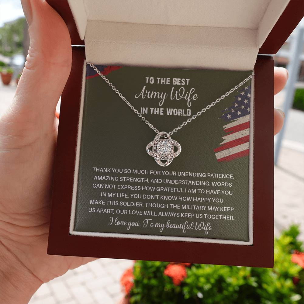 To The Best Army Wife In The World  Best Army Wife Jewelry Unwavering Support Necklace Thank You Jewelry For Wives Unique Gift For Military Spouses My Beautiful Wife Jewelry Romantic Gift For Army Wives Meaningful Gift For Military Wives