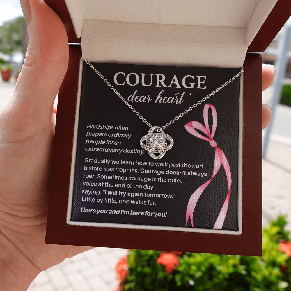 Courage, Dear Heart Overcoming Hardships Necklace Courage Necklace Extraordinary Destiny Jewelry Meaningful Gift For Cancer Patients Supportive Gift For Fighters Never Give Up Necklace Breast Cancer Necklace For Soulmate